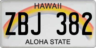 HI license plate ZBJ382