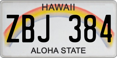 HI license plate ZBJ384