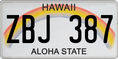 HI license plate ZBJ387