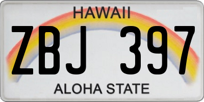 HI license plate ZBJ397
