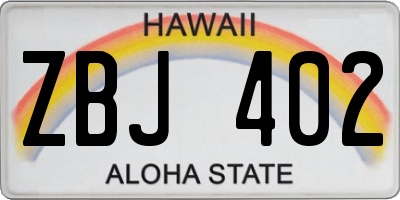 HI license plate ZBJ402
