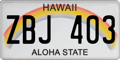 HI license plate ZBJ403