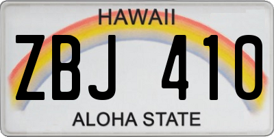 HI license plate ZBJ410