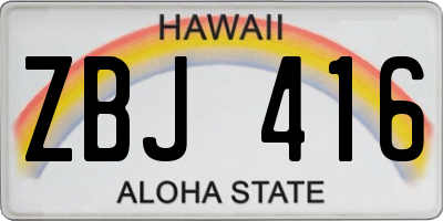HI license plate ZBJ416