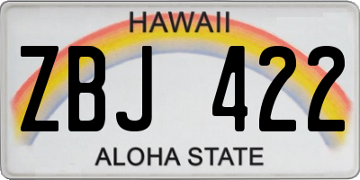 HI license plate ZBJ422