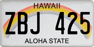 HI license plate ZBJ425