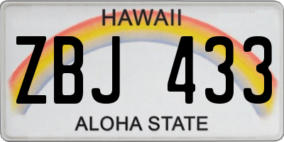 HI license plate ZBJ433