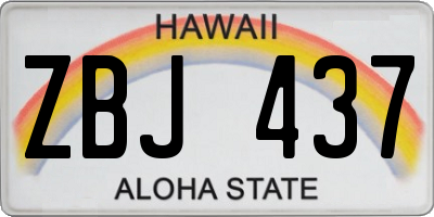 HI license plate ZBJ437