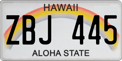 HI license plate ZBJ445