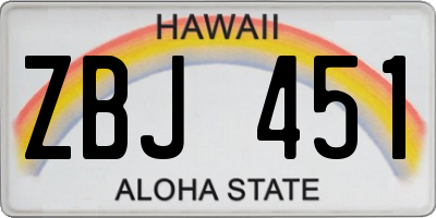 HI license plate ZBJ451