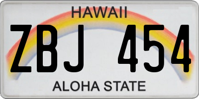 HI license plate ZBJ454