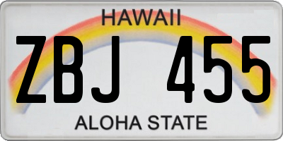 HI license plate ZBJ455