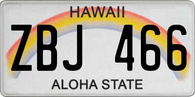 HI license plate ZBJ466