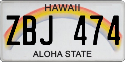 HI license plate ZBJ474