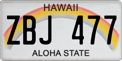 HI license plate ZBJ477
