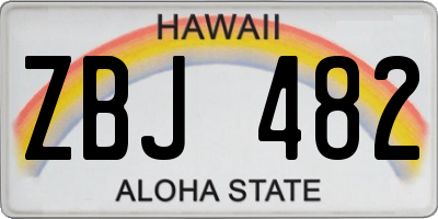 HI license plate ZBJ482