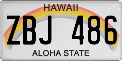 HI license plate ZBJ486