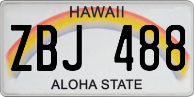 HI license plate ZBJ488