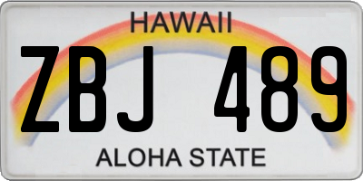 HI license plate ZBJ489