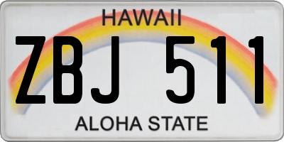 HI license plate ZBJ511