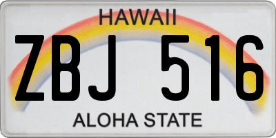 HI license plate ZBJ516