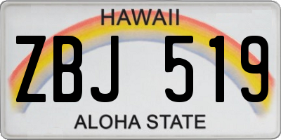 HI license plate ZBJ519