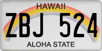 HI license plate ZBJ524