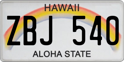 HI license plate ZBJ540