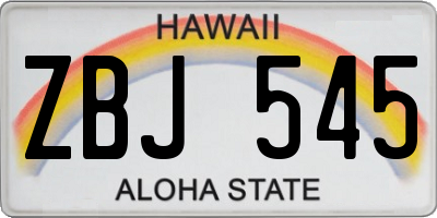 HI license plate ZBJ545