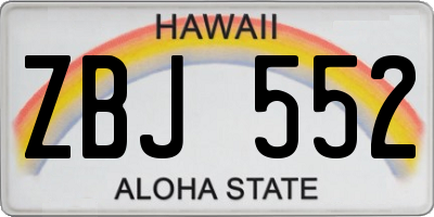HI license plate ZBJ552