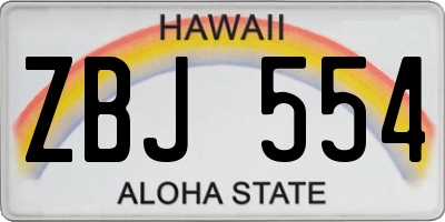 HI license plate ZBJ554