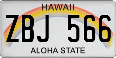 HI license plate ZBJ566