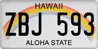 HI license plate ZBJ593