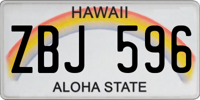 HI license plate ZBJ596