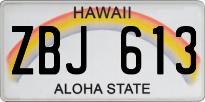 HI license plate ZBJ613