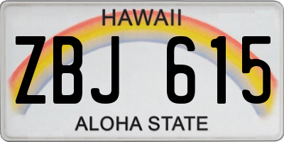 HI license plate ZBJ615