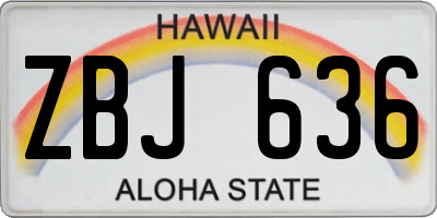 HI license plate ZBJ636