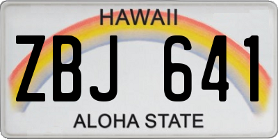 HI license plate ZBJ641