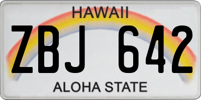 HI license plate ZBJ642