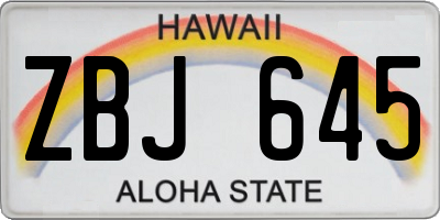 HI license plate ZBJ645