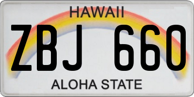 HI license plate ZBJ660