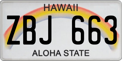 HI license plate ZBJ663