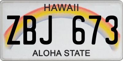 HI license plate ZBJ673