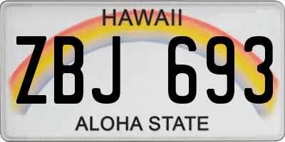 HI license plate ZBJ693
