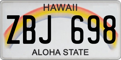 HI license plate ZBJ698