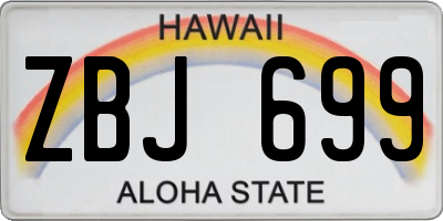 HI license plate ZBJ699