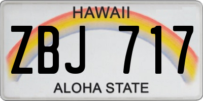 HI license plate ZBJ717