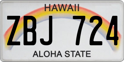 HI license plate ZBJ724