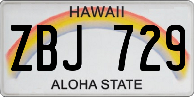 HI license plate ZBJ729