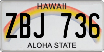 HI license plate ZBJ736
